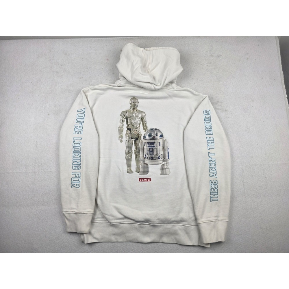 Levi's x Star Wars Droids R2-D2 C-3PO Hoodie White Mens Size XL Back Sleeve Hit